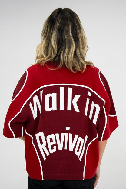 "WALK IN REVIVAL" Unisex Maroon Knit Jersey